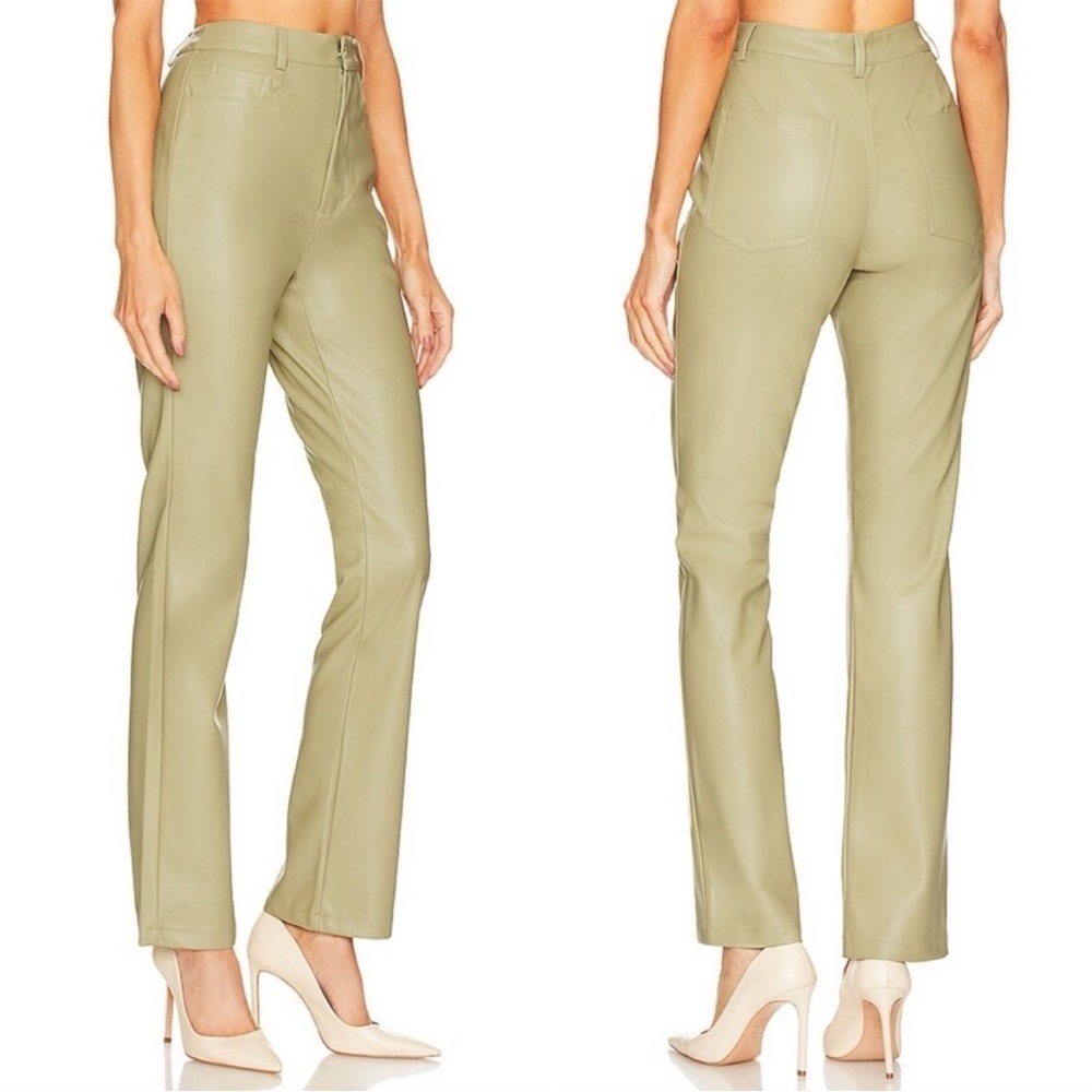 Revolve WeWoreWhat Vegan Leather Kick Flare High Waisted Pants Size 27 In Oat